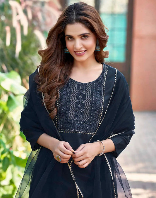 Stylish Blue Straight Kurta Pant and Dupatta for Women