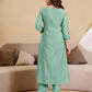 Green Silk Embroidered Straight Kurta Set with Pant and Dupatta