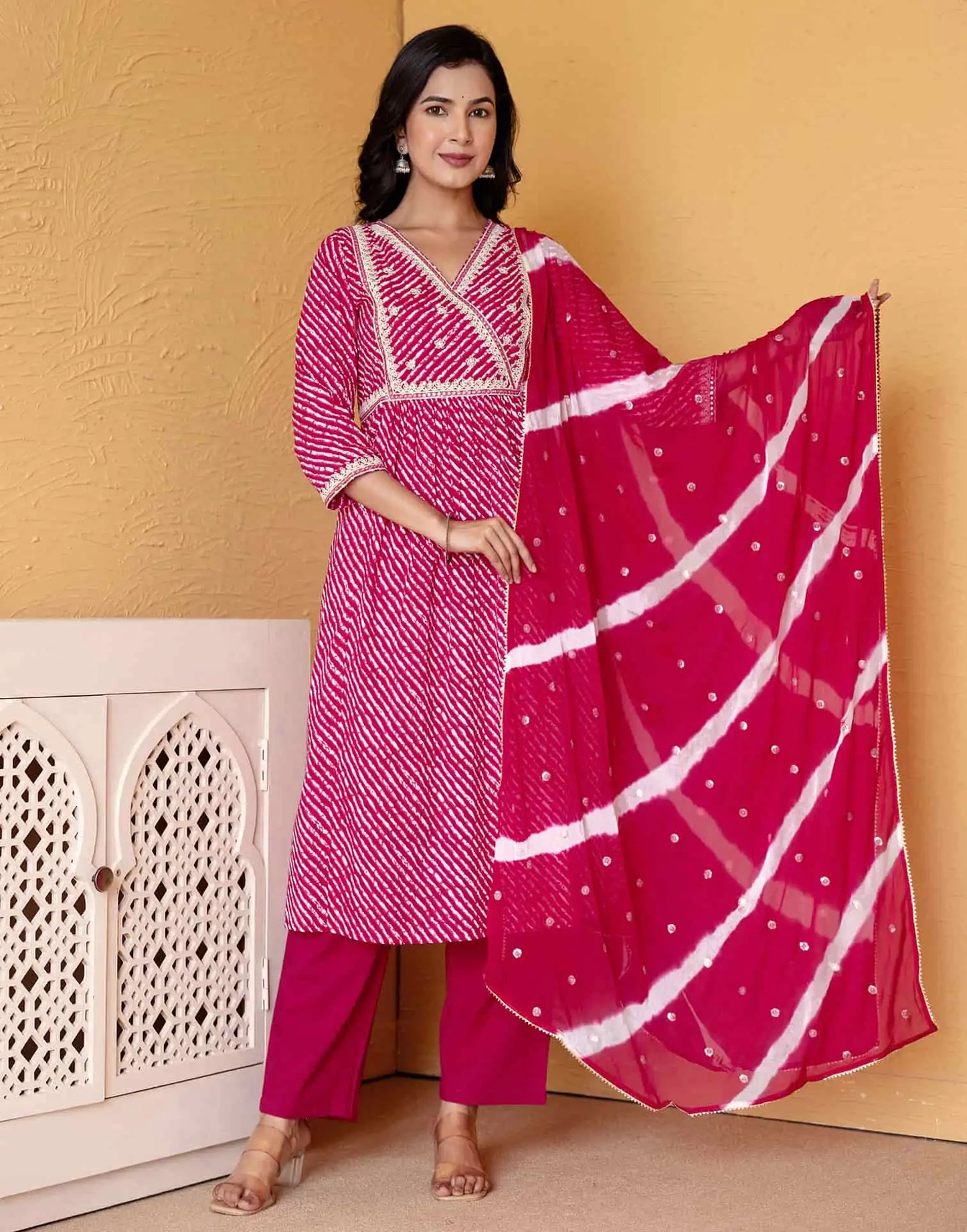 Cotton Printed Straight Kurta with Pant & Dupatta