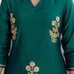 Green Cotton Printed Straight Kurta Set with Pant & Dupatta for Women