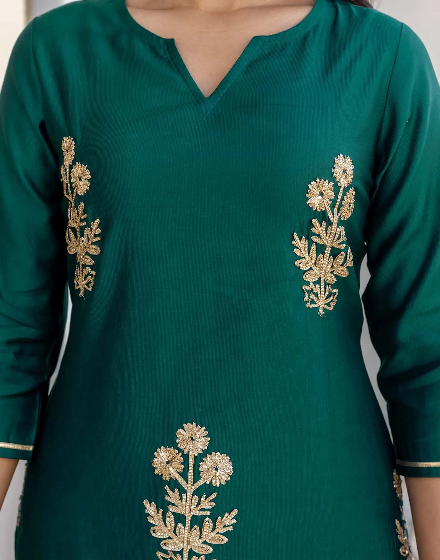 Green Cotton Printed Straight Kurta Set with Pant & Dupatta for Women