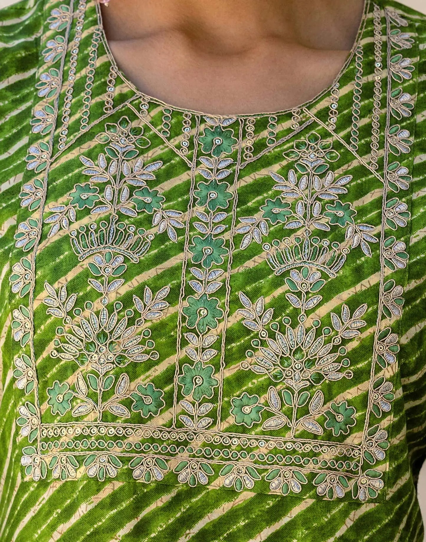 Cotton Embroidery and Sequins Work, Printed