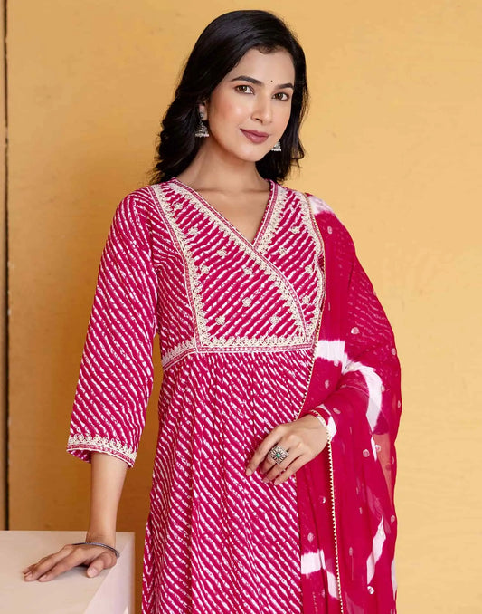 Cotton Printed Straight Kurta with Pant & Dupatta