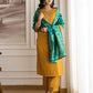 Yellow Silk Embroidered Straight Kurta Set with Pant & Dupatta. is perfect for weddings, festive occasions