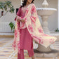 Silk Embroidery, Sequins Work and Gota Patti Work Straight Kurta with Pant & Dupatta