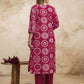 Pink Cotton Bandhani Printed Straight Kurta Set with Pant and Dupatta