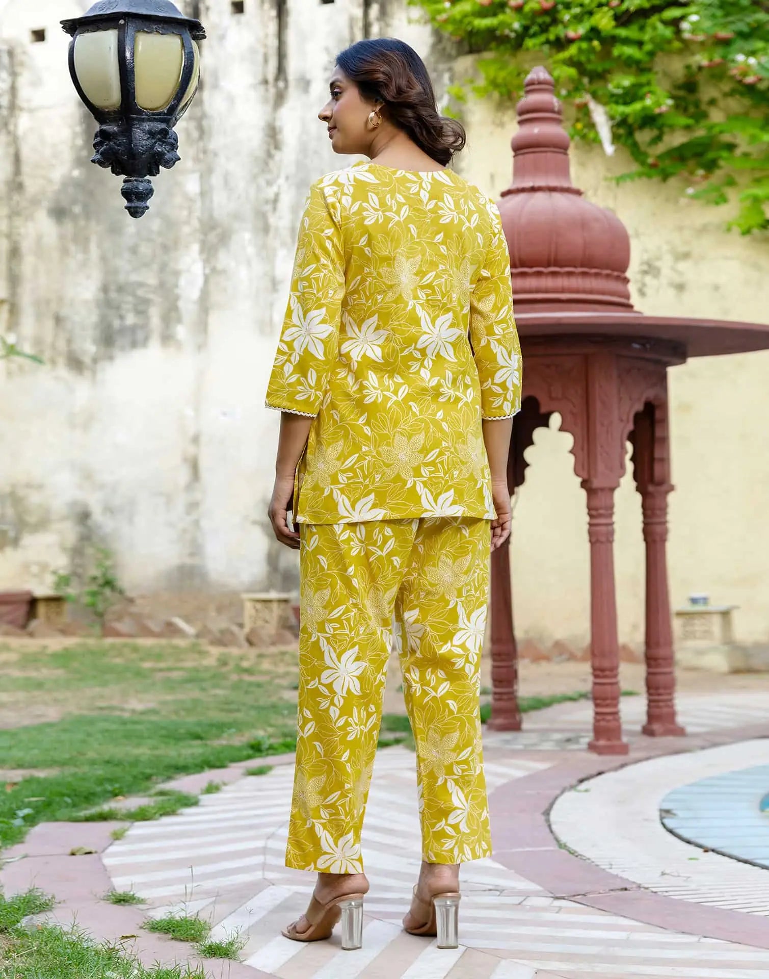 Yellow cotton affordable co-ord set