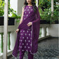 Cotton Blend Printed Straight Kurta with Pant & Dupatta