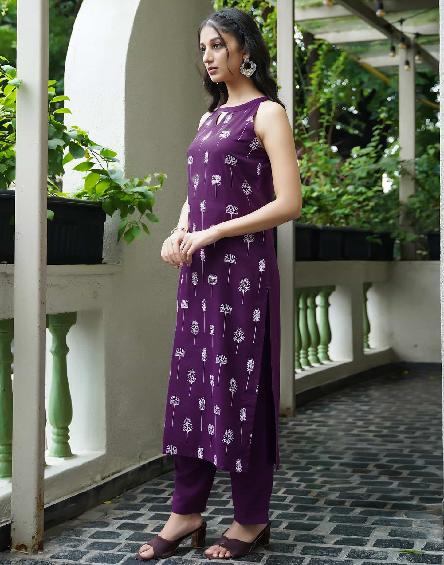 Cotton Blend Printed Straight Kurta with Pant & Dupatta