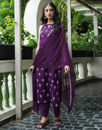Cotton Blend Printed Straight 3 Piece Kurta Set