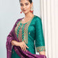 Silk Blend Embroidered Straight Kurta with Pant & Dupatta