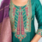 Silk Blend Embroidered Straight Kurta with Pant & Dupatta
