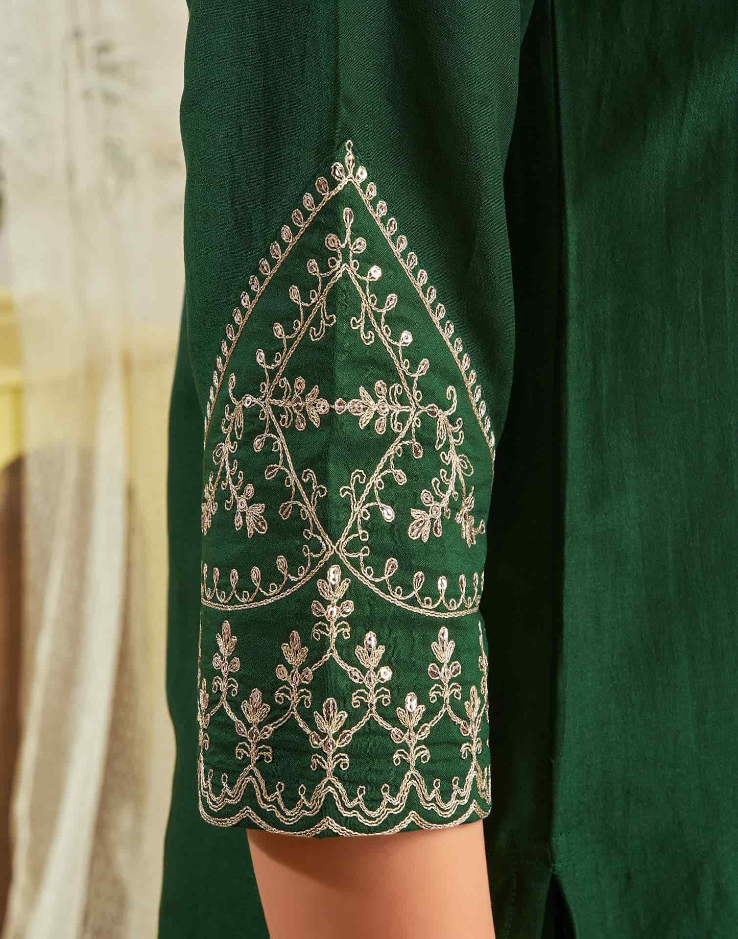 Silk Blend Embroidered Straight Kurta with Pant & Dupatta