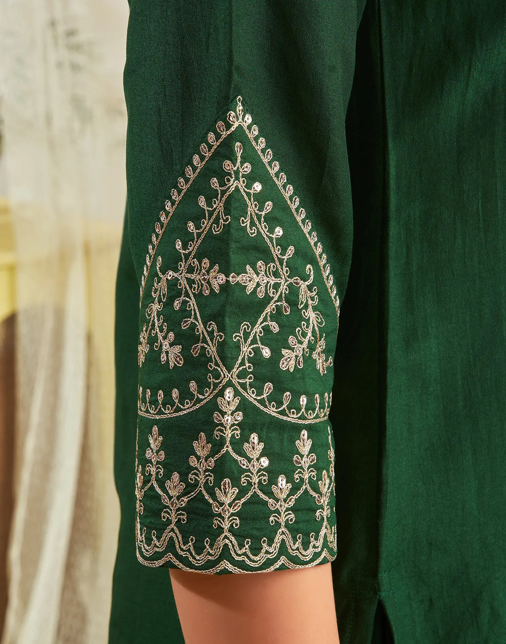 Poly Chinnon Embroidered Straight 3 Piece Kurta Set