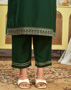 Poly Chinnon Embroidered Straight 3 Piece Kurta Set
