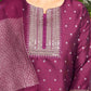 Silk Blend Dyed, Sequence and Embroidery Work, Jacquard and Lace Straight Kurta with Pant & Dupatta