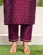 Taffeta Butti Embroidered Straight 3 Piece Kurta Set