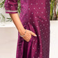 Silk Blend Dyed, Sequence and Embroidery Work, Jacquard and Lace Straight Kurta with Pant & Dupatta
