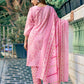 Cotton Blend Badhani Printed, Foil Printed and Gota Lace Straight Kurta with Pant & Dupatta