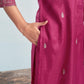 Silk Blend Embroidered Straight Kurta with Pant & Dupatta