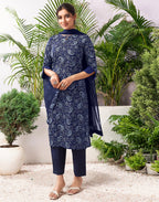 Crepe Printed Straight 3 Piece Kurta Set