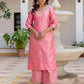 Silk Blend Embroidery and Sequins Work, Weaving, Lace Straight Kurta with Pant & Dupatta