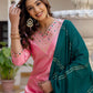 Silk Blend Embroidery and Sequins Work, Weaving, Lace Straight Kurta with Pant & Dupatta