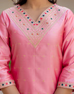 Taffeta Butti Embroidered Straight 3 Piece Kurta Set