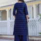 Silk Blend Embroidery and Sequins Work, Weaving, Lace Straight Kurta with Pant & Dupatta