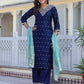 Silk Blend Embroidery and Sequins Work, Weaving, Lace Straight Kurta with Pant & Dupatta