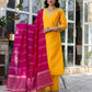 Silk Blend Embroidery and Sequins Work, Weaving, Lace Straight Kurta with Pant & Dupatta