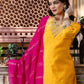 Silk Blend Embroidery and Sequins Work, Weaving, Lace Straight Kurta with Pant & Dupatta
