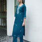 Cotton Blend Embroidered Straight Kurta with Pant & Dupatta