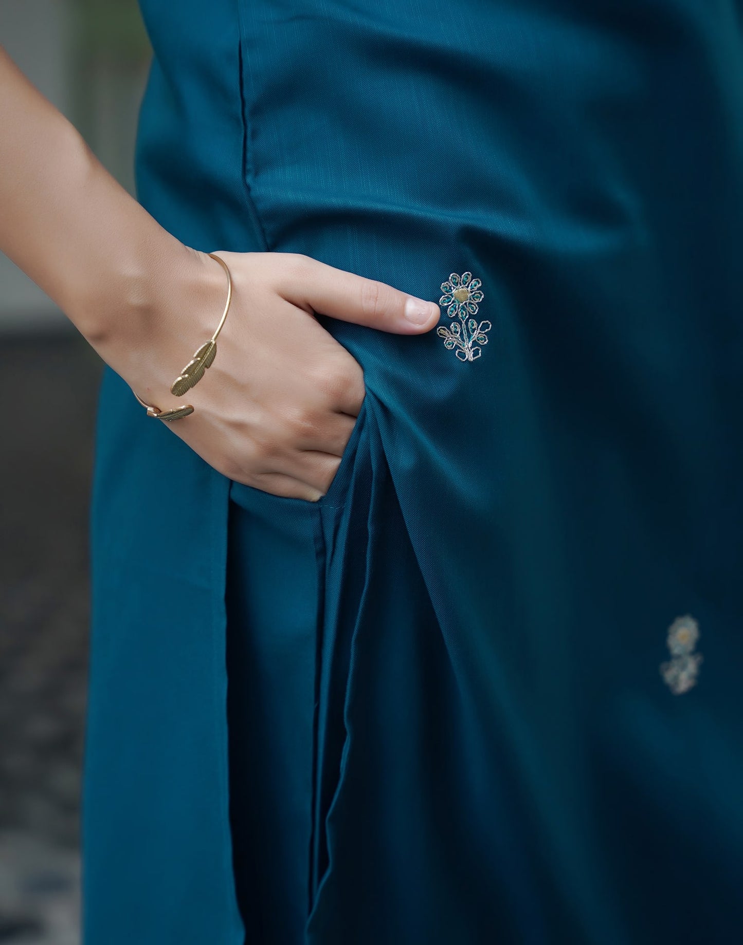 Cotton Blend Embroidered Straight Kurta with Pant & Dupatta