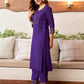 Cotton Blend Sequence Embroidery, Foil Print and Gota Lace Straight Kurta with Pant & Dupatta