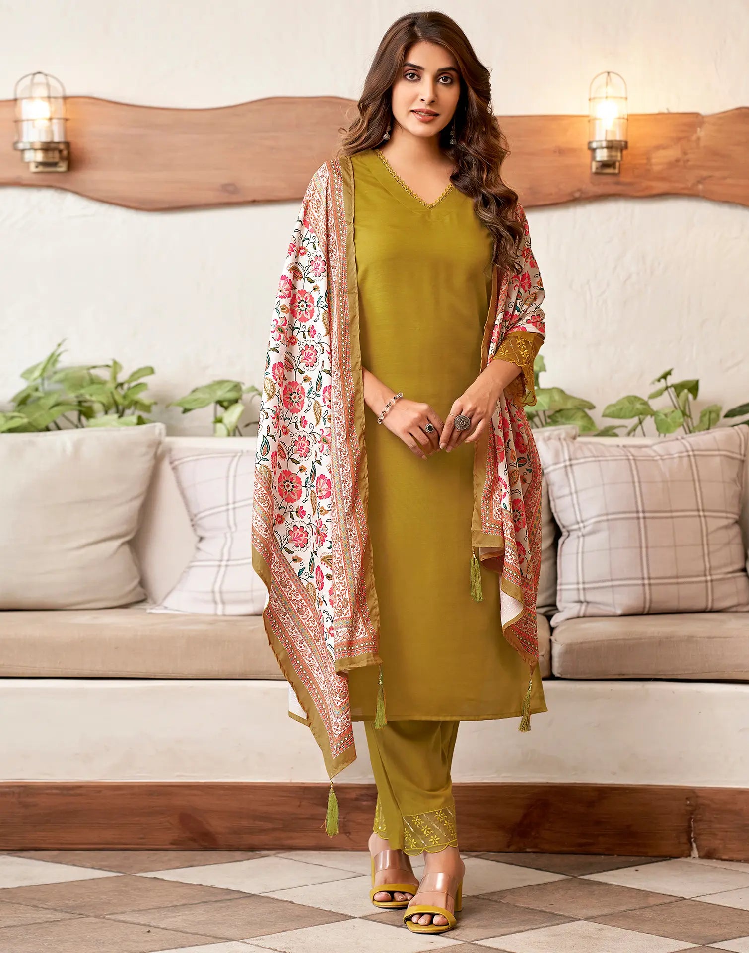 Viscose Rayon Embroidered Straight 3 Piece Kurta Set