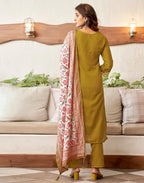 Viscose Rayon Embroidered Straight 3 Piece Kurta Set