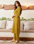 Viscose Rayon Embroidered Straight 3 Piece Kurta Set