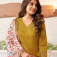 Cotton Blend Sequence Embroidery and Lace Straight Kurta with Pant & Dupatta