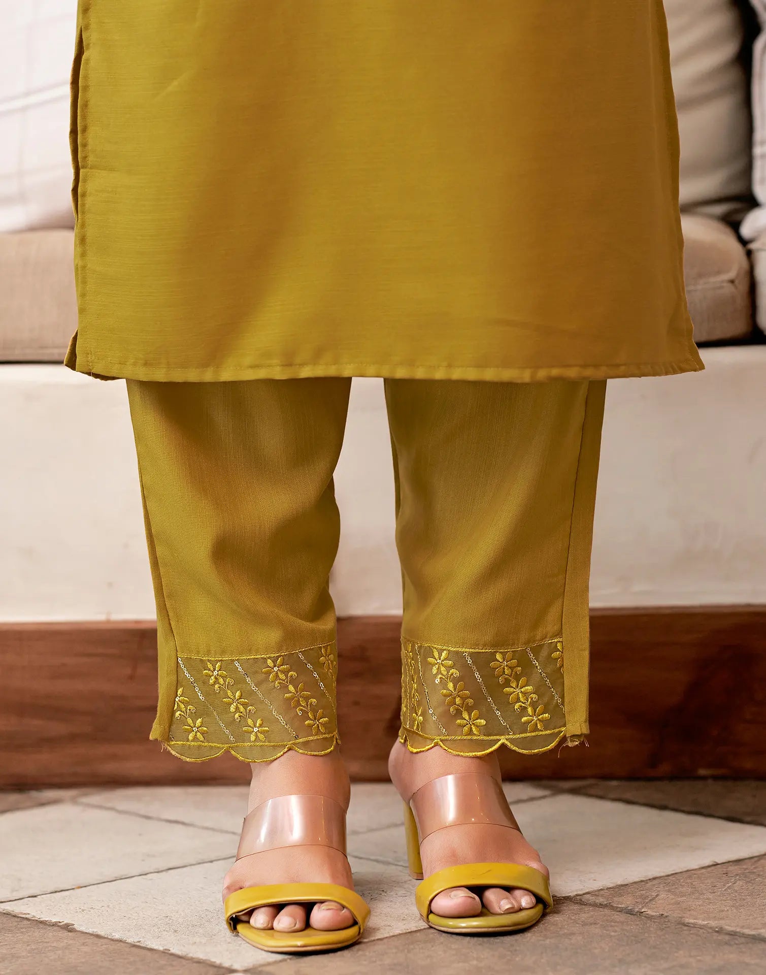 Viscose Rayon Embroidered Straight 3 Piece Kurta Set