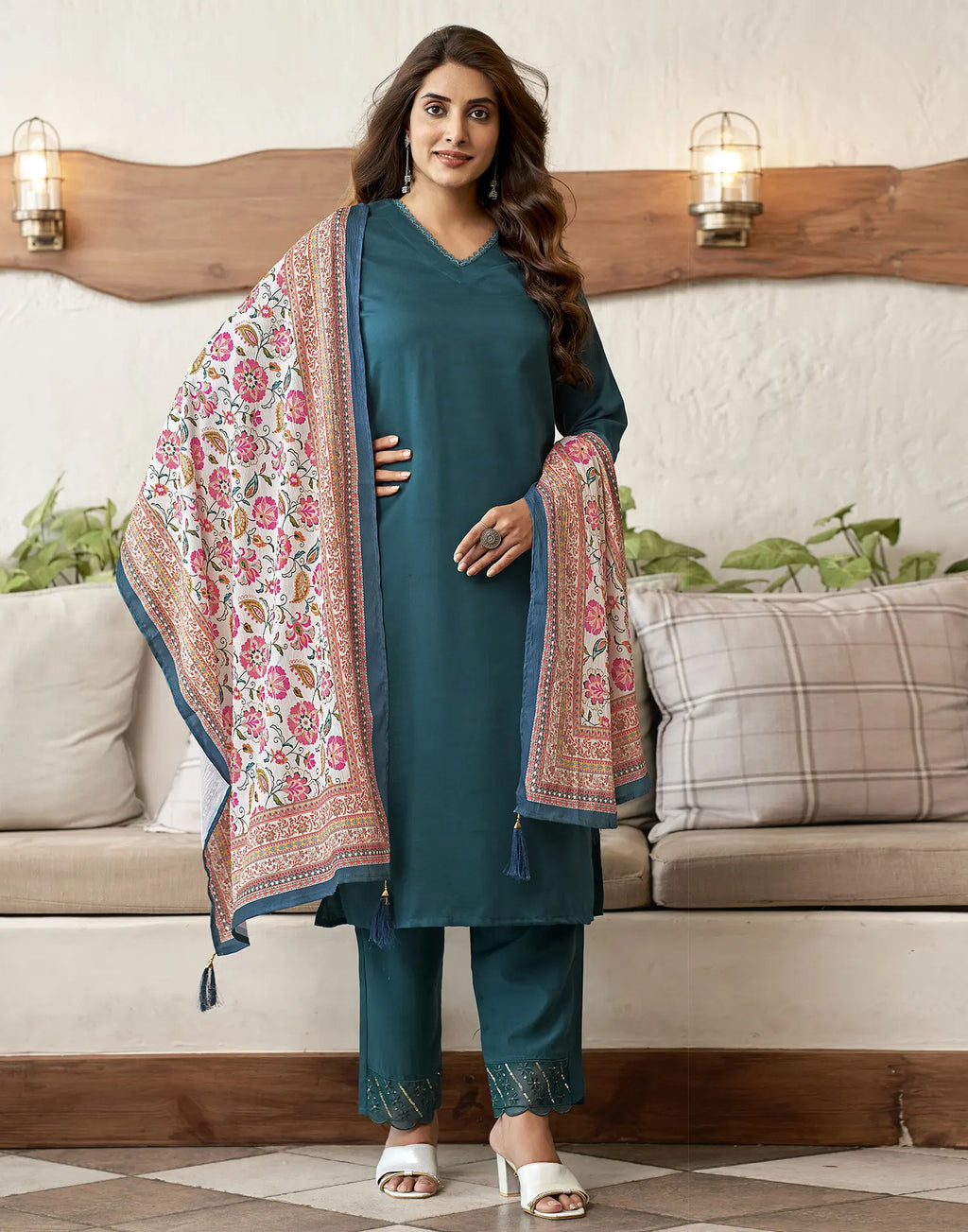 Viscose Rayon Embroidered Straight 3 Piece Kurta Set