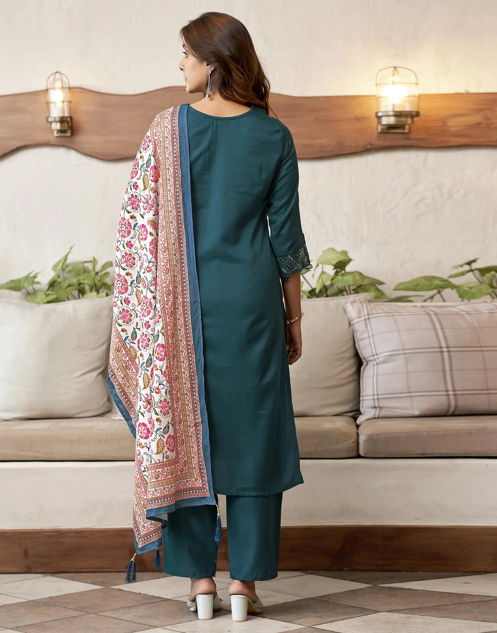 Viscose Rayon Embroidered Straight 3 Piece Kurta Set