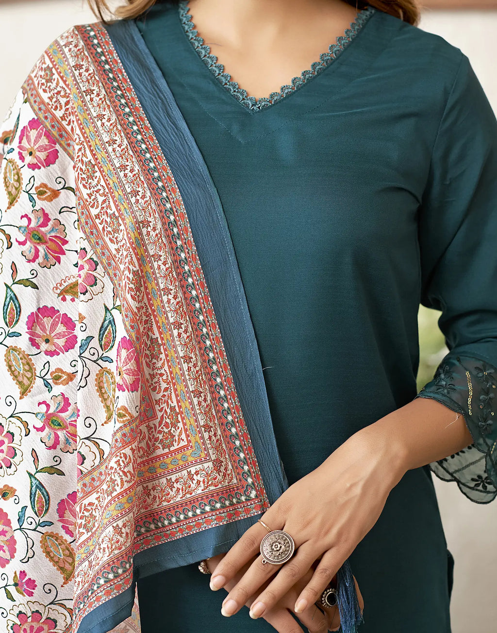 Viscose Rayon Embroidered Straight 3 Piece Kurta Set