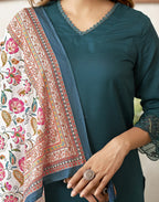 Viscose Rayon Embroidered Straight 3 Piece Kurta Set