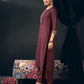 Silk Blend Embroidered Straight Kurta with Pant & Dupatta