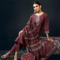 Silk Blend Embroidered Straight Kurta with Pant & Dupatta