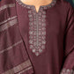 Silk Blend Embroidered Straight Kurta with Pant & Dupatta