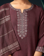 Silk Blend Embroidered Straight 3 Piece Kurta Set