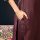 Silk Blend Embroidered Straight Kurta with Pant & Dupatta