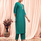 Silk Blend Embroidered Straight Kurta with Pant & Dupatta
